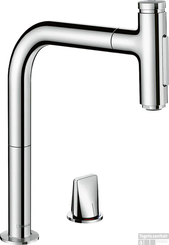 Hansgrohe Metris Select M71 2-gats ééngreeps keukenmengkraan met uittrekbare vuistdouche, chroom Direct Beschikbaar