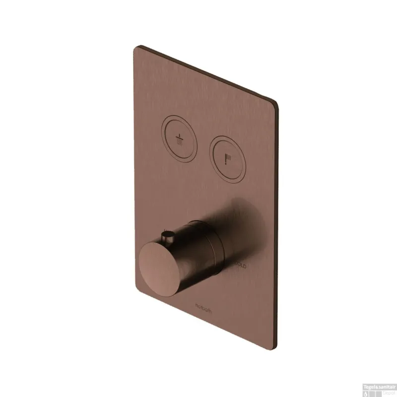 Lage Prijs Douchethermostaat Hotbath Cobber Inbouw 2 Pushbuttons Vierkant Geborsteld Koper PVD (excl. inbouwdeel)
