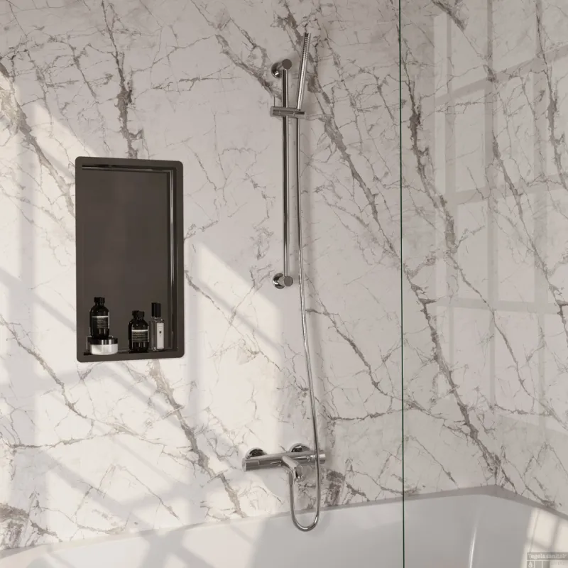 Brauer Stripe opbouw baddouche thermostaatkraan SET 01 met glijstang en staaf handdouche en doucheslang chroom Direct Beschikbaar