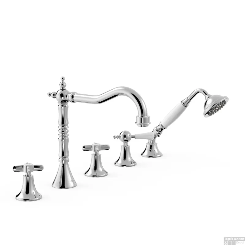 Badrandkraan Tres Clasic Mengkraan Incl. Omstelknop en Handdouche Chroom Bestel Nu