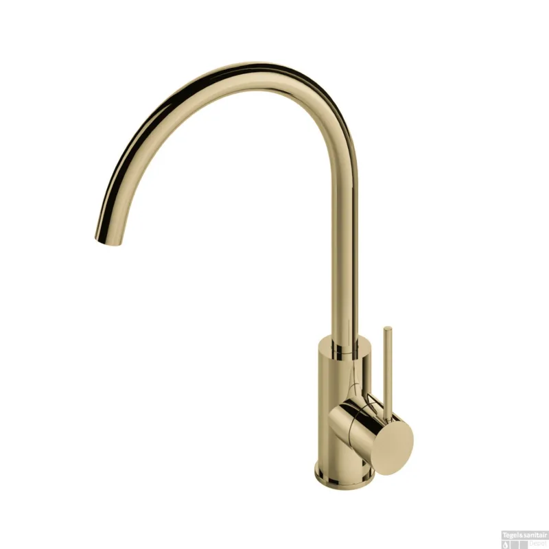 Keukenmengkraan Hotbath Cobber 1-hendel 36 cm Draaibare Uitloop Gepolijst Messing PVD Must-Have