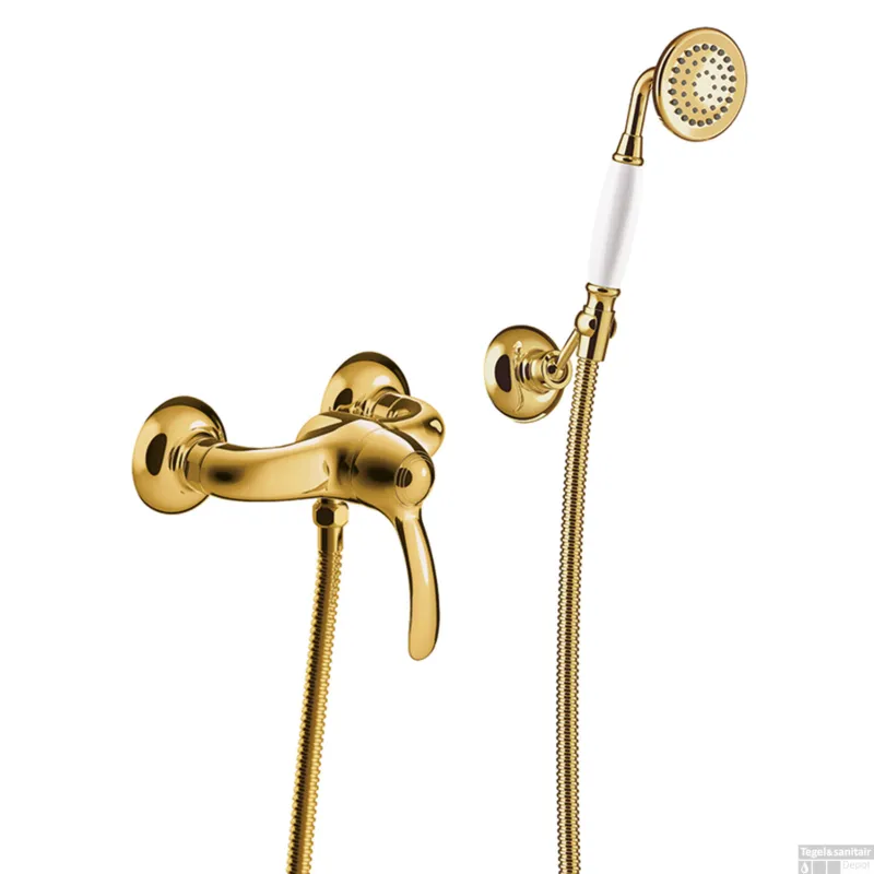 Douchemengkraan Tres Clasic 1 Hendel Incl Handdouche en Doucheslang Goud Direct Verzonden