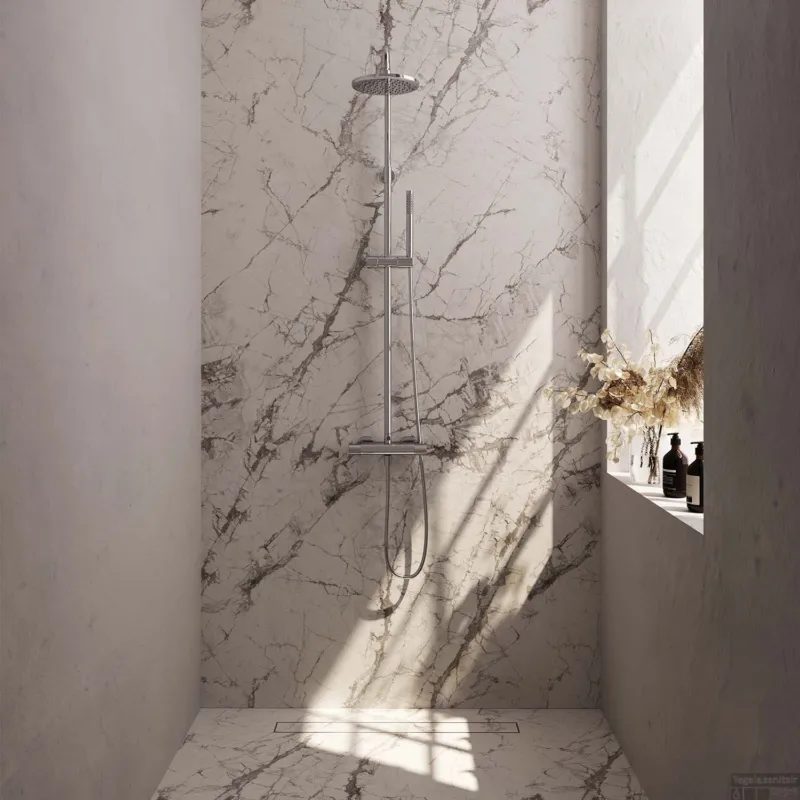Regendoucheset Opbouw Brauer Chrome Carving 20 cm Thermostatisch met Staaf Handdouche Chroom Beperkte Voorraad