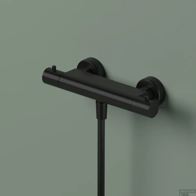 Beste Prijs Thermostatische Douchemengkraan Hotbath Ace Met 1/2 Doucheslang Onder aansluiting 26.6 Cm Geborsteld Zwart PVD