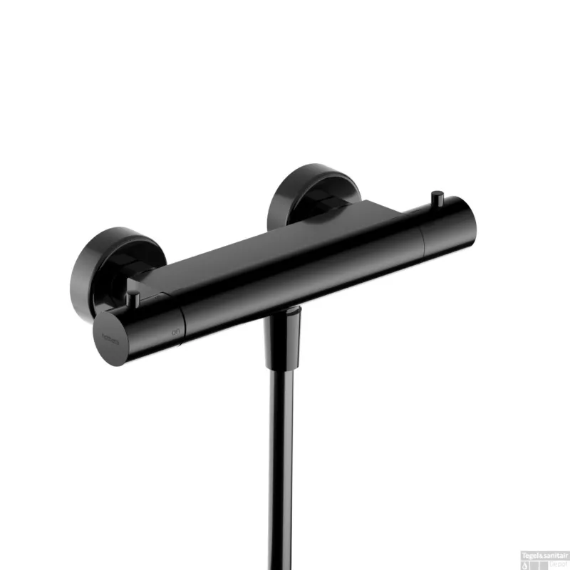 Thermostatische Douchemengkraan Hotbath Ace Met 1/2 Doucheslang Onder aansluiting 26.6 Cm Gepolijst Zwart PVD Fabrieksprijs