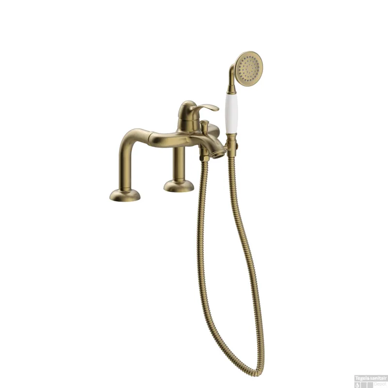 Badrandkraan Tres Clasic Mengkraan Opbouw Incl. Handdouche Verouderd Messing Mat Dagaanbieding