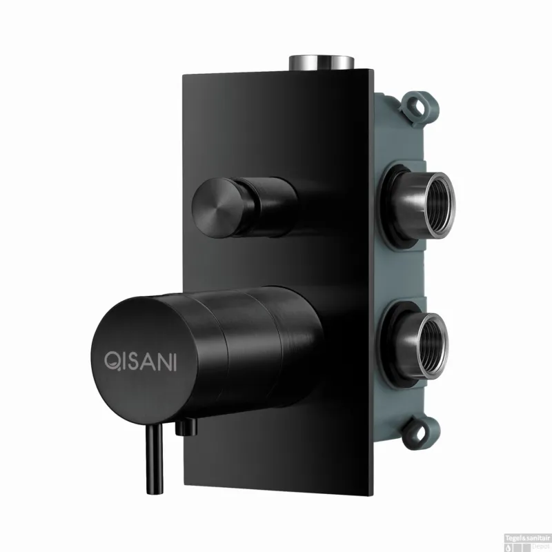 Must-Have Inbouwkraan Qisani Flow Thermostatisch 2-weg Vierkant Geborsteld Mat Zwart