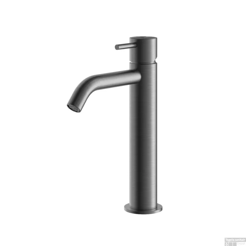 Wastafelmengkraan Hotbath Archie Zonder Waste Middel Geborsteld Gunmetal PVD Op = Op