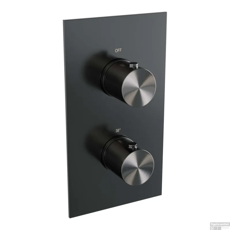 Premium Inbouwthermostaat Compleet Brauer Gunmetal Edition 3-weg Geborsteld Gunmetal