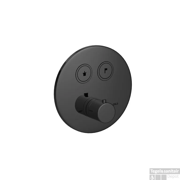 Koop Online Douchethermostaat Hotbath Cobber Inbouw 2 Pushbuttons Gepolijst Zwart PVD (excl. inbouwdeel)