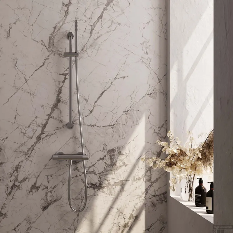 Weekendaanbieding Douchekraanset Brauer Brushed Carving Opbouw Met Glijstang En Staafhanddouche Geborsteld RVS
