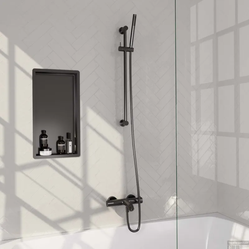 Opbouwset Bad- en Douchekraan Brauer Carving Thermostatisch Geborsteld Gunmetal (Alle Opties) Aanbieding