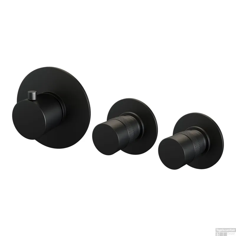 Merkproduct Inbouwthermostaat Brauer Black Edition en 2 Stopkranen Met in- en Afbouwdelen Mat Zwart