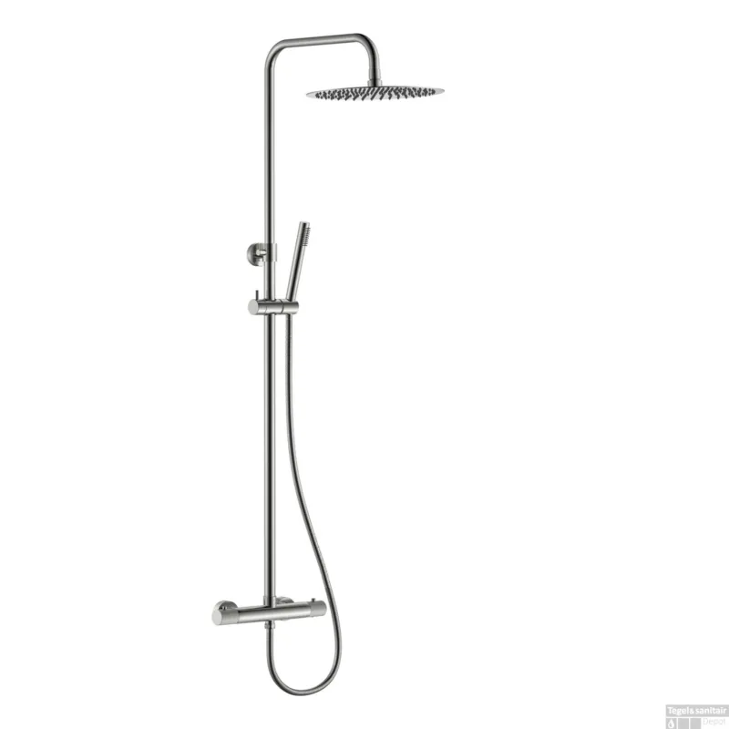 Regendoucheset Opbouw BWS Ridged Opbouw Geborsteld Staal Lage Prijs