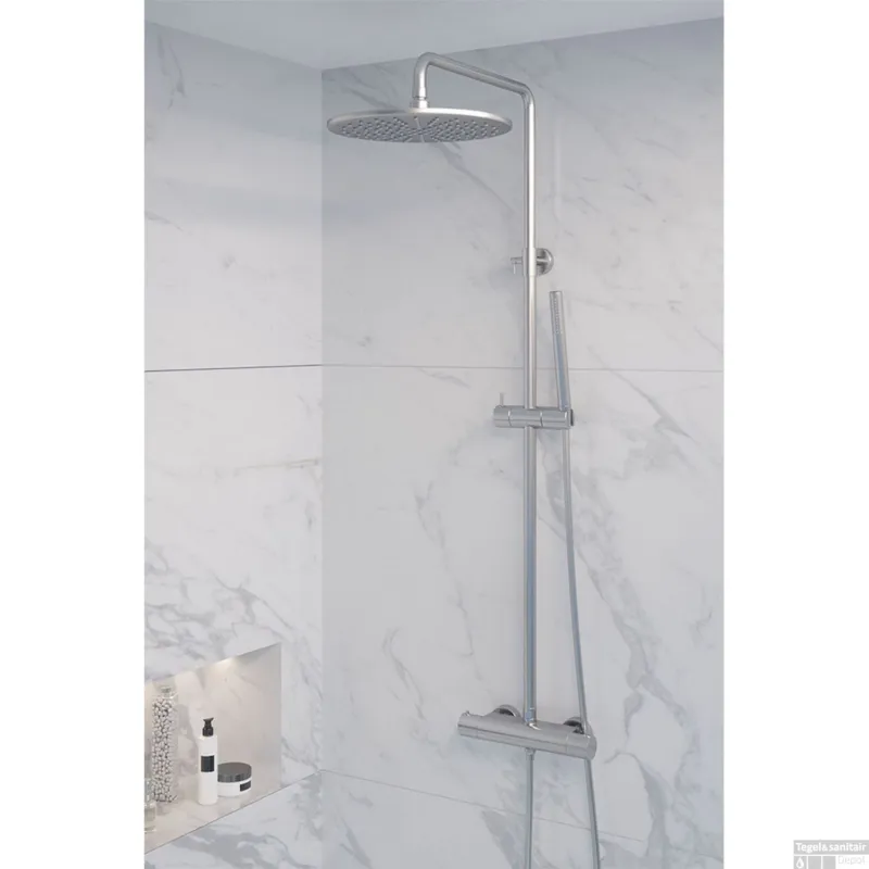 Must-Have Opbouw Regendoucheset Brauer Chrome Edition Thermostatisch Met Hoofddouche 30 cm Staafhanddouche Chroom