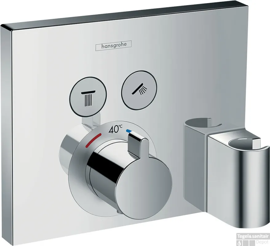 Rechtstreeks Van De Fabrikant Hansgrohe ShowerSelect thermostaat afbouwdeel voor 2 functies met slangaansluiting en wandhouder, chroom