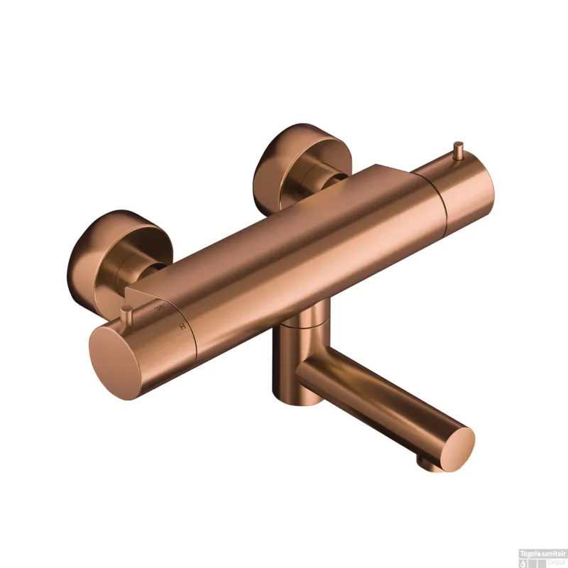 Badthermostaat Hotbath Cobber Opbouw Wegdraaibare Omstel 2-knop Geborsteld Koper Living Colours Lage Kosten
