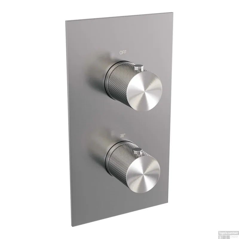 Inbouwthermostaat Compleet Brauer Brushed Carving 3-weg Geborsteld RVS Hete Deal