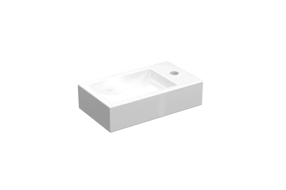 Favoriet Proline Loft fontein keramiek - kraangat rechts - 40 x 23 x 10 cm - Porselein glans wit