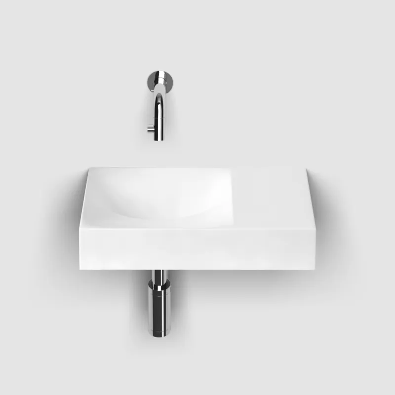 Weekendaanbieding Clou - Vale Fontein Rechts 38cm, Met Voorbewerkt Kraangat, Mat Wit Aluite