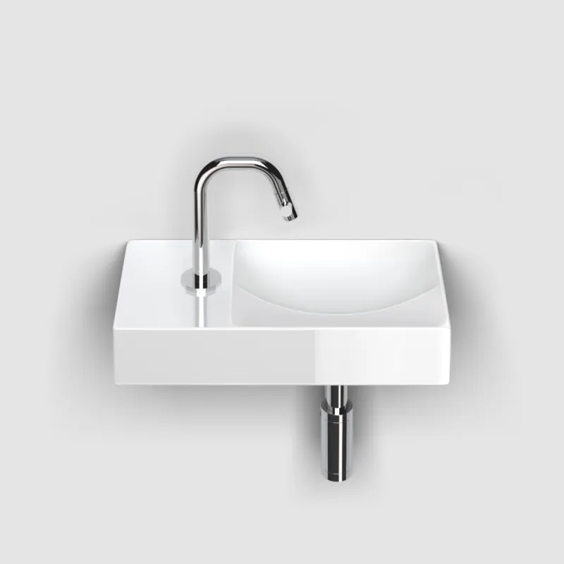 Clou - Vale Fontein Links 38cm, Met Kraangat, Glanzend Wit Keramiek Weekendaanbieding