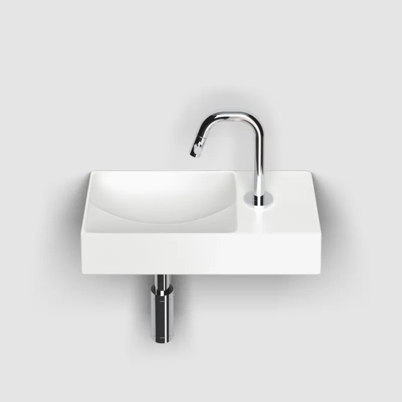 Koop Vandaag Clou - Vale Fontein Rechts 38cm, Met Kraangat, Mat Wit Keramiek