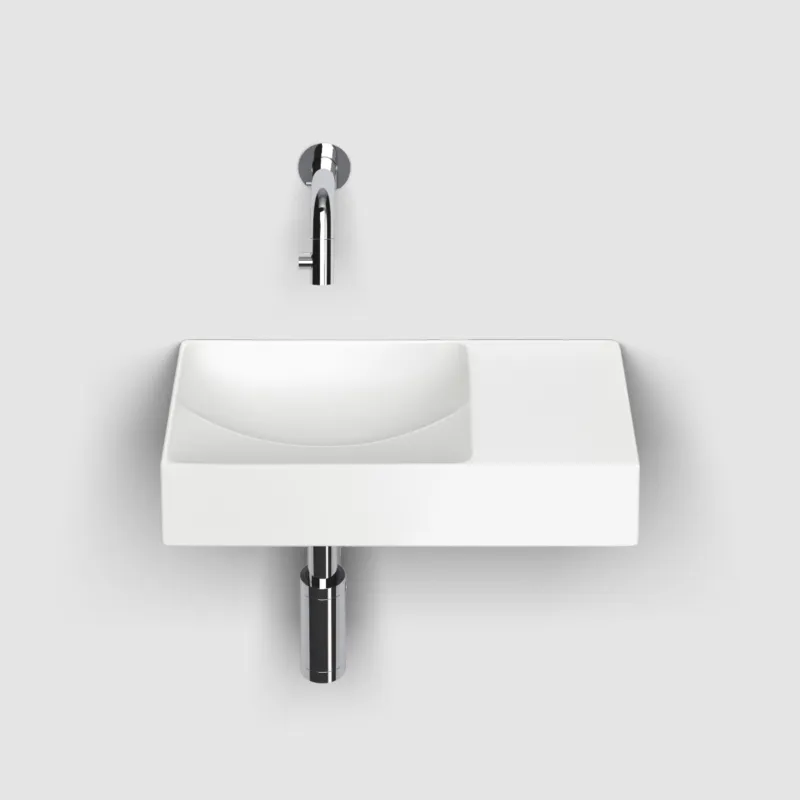 Clou - Vale Fontein Rechts 38cm, Zonder Kraangat, Mat Wit Keramiek Fabrieksprijs