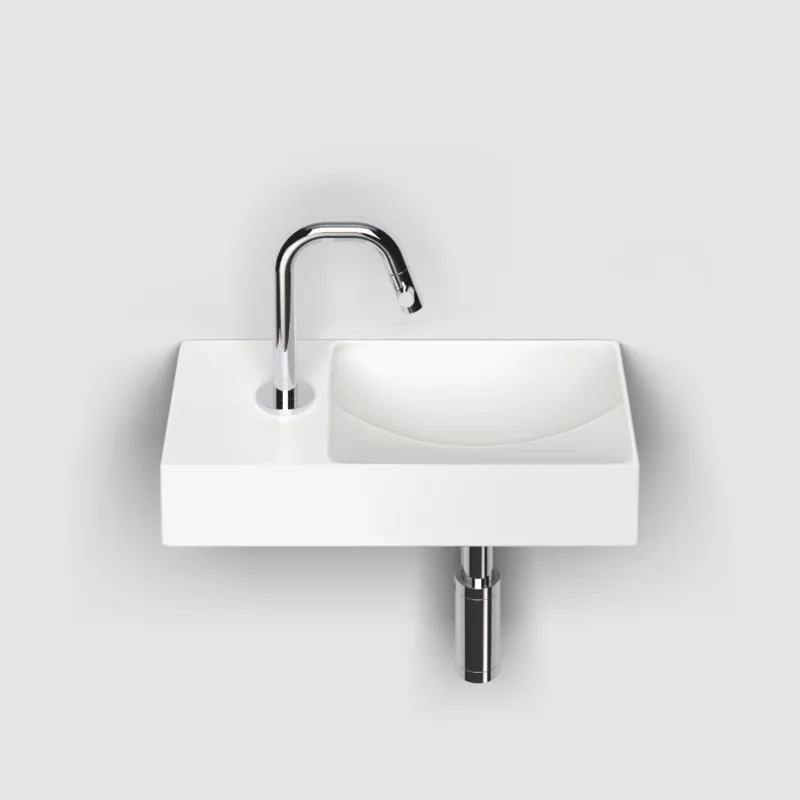 Clou - Vale Fontein Links 38cm, Met Kraangat, Mat Wit Keramiek Superprijs