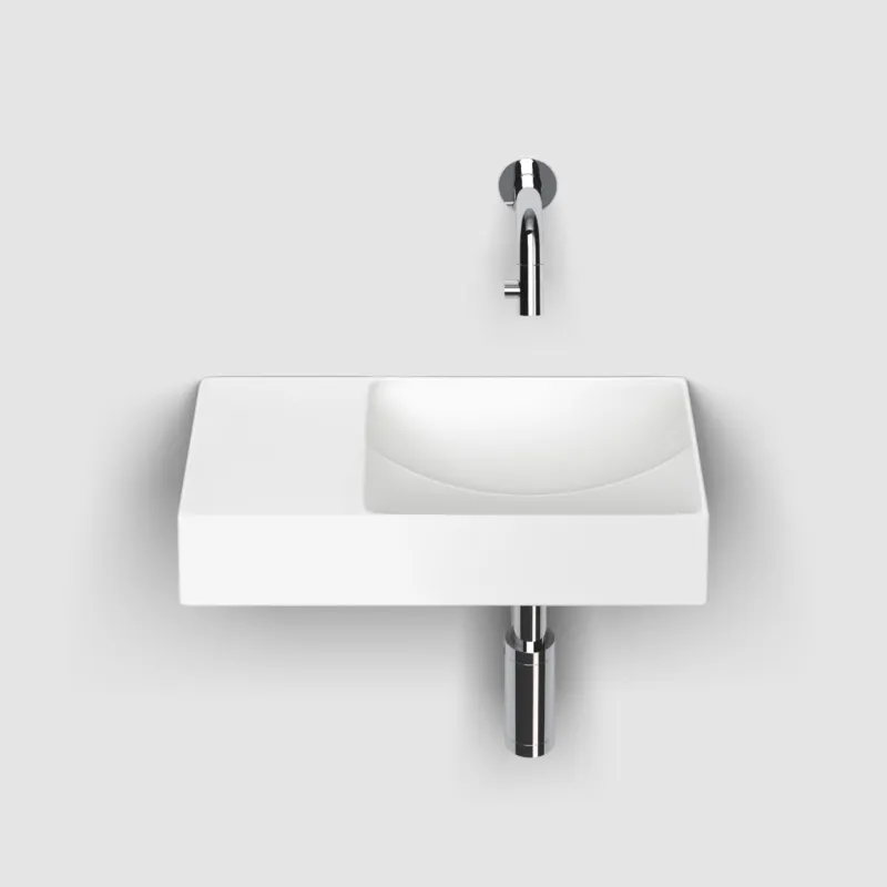 Clou - Vale Fontein Links 38cm, Zonder Kraangat, Mat Wit Keramiek Goedkoop