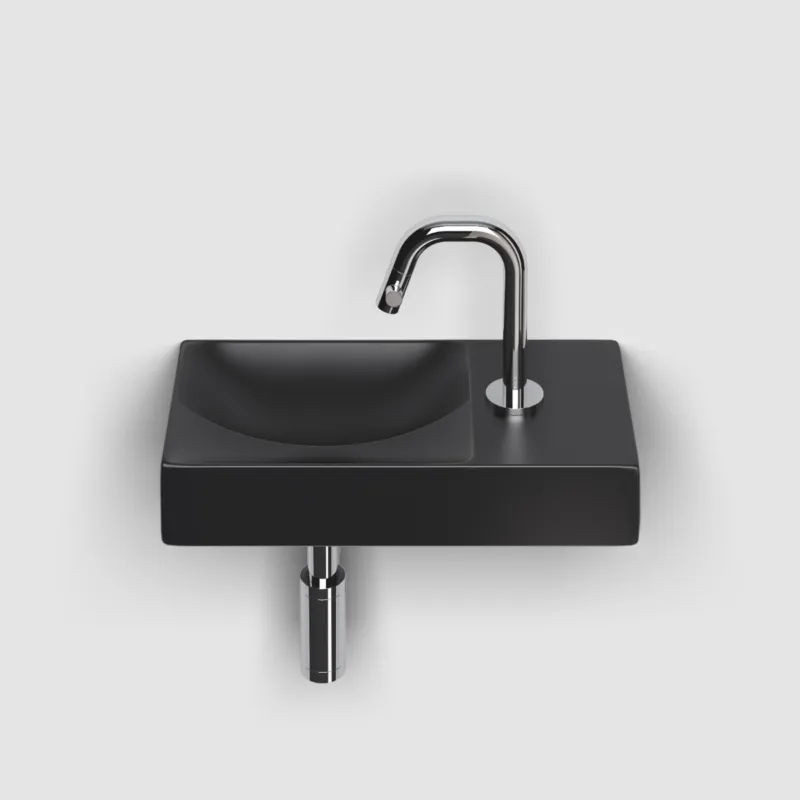 Clou - Vale Fontein Rechts 38cm, Met Kraangat, Mat Zwart Keramiek Flitsaanbieding