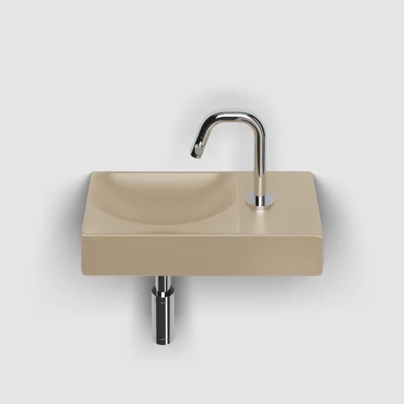 Clou - Vale Fontein Rechts 38cm, Met Kraangat, Mat Mosterd Keramiek Dagaanbieding