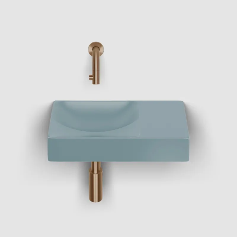 Clou - Vale Fontein Rechts 38cm, Zonder Kraangat, Mat Blauw Keramiek Koop Online