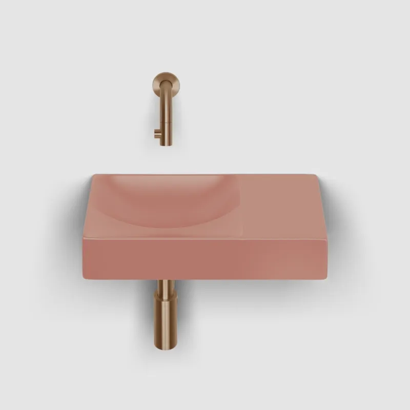 Nieuw Clou - Vale Fontein Rechts 38cm, Zonder Kraangat, Mat Roze Keramiek