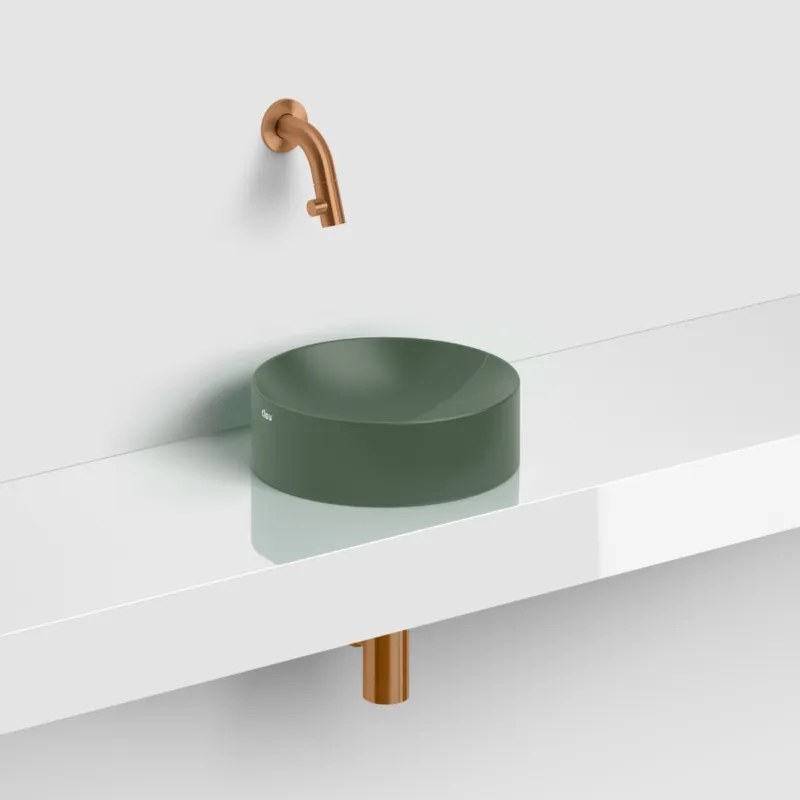Clou - Vale Fontein Rond Ø22cm, Mat Pijnboom Groen Keramiek Rechtstreeks Van De Fabrikant