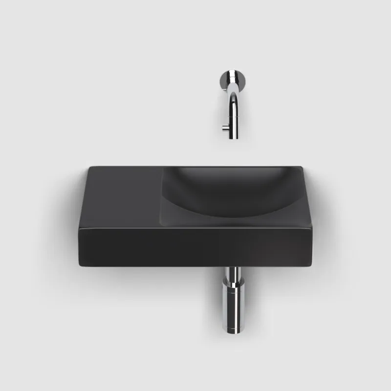 Veilige Betaling Clou - Vale Fontein Links 38cm, Zonder Kraangat, Mat Zwart Keramiek