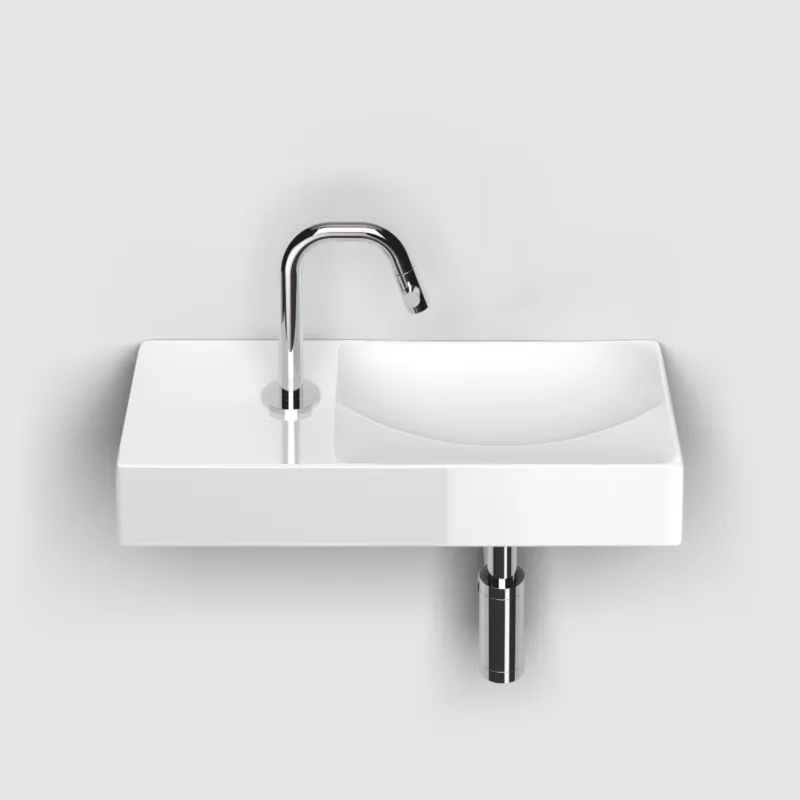 Clou - Vale Fontein Links 45cm, Met Kraangat, Glanzend Wit Keramiek Shop Nu