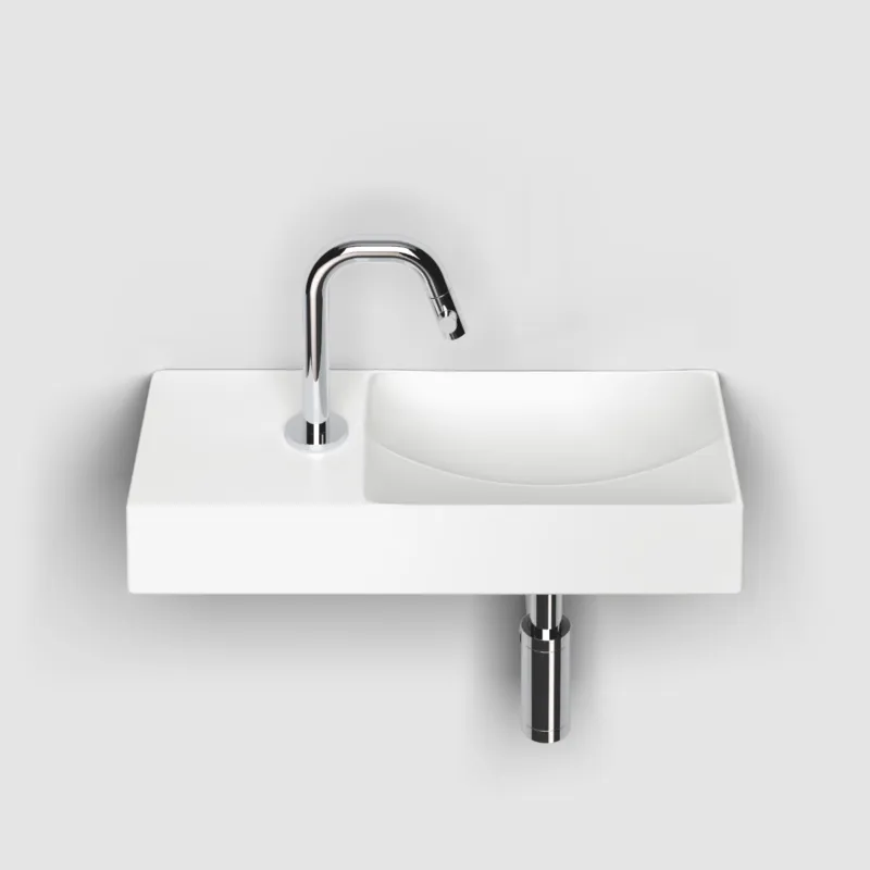 Gratis Retour Clou - Vale Fontein Links 45cm, Met Kraangat, Mat Wit Keramiek