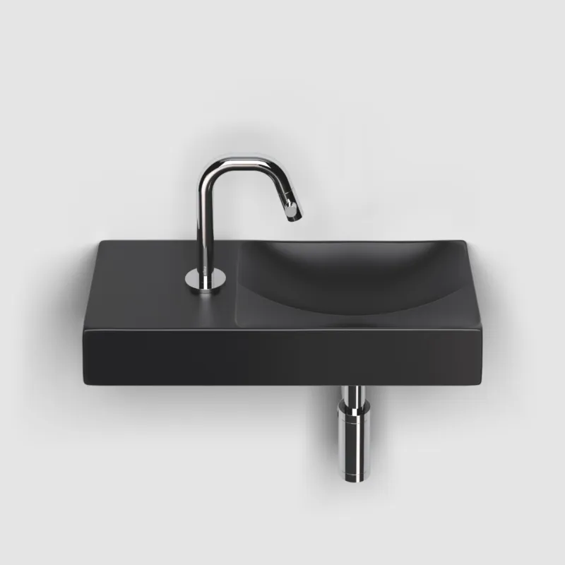 Clou - Vale Fontein Links 45cm, Met Kraangat, Mat Zwart Keramiek Superprijs
