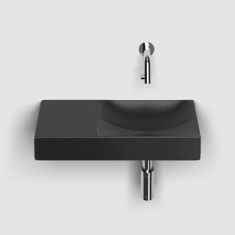 Clou - Vale Fontein Links 45cm, Zonder Kraangat, Mat Zwart Keramiek Korting