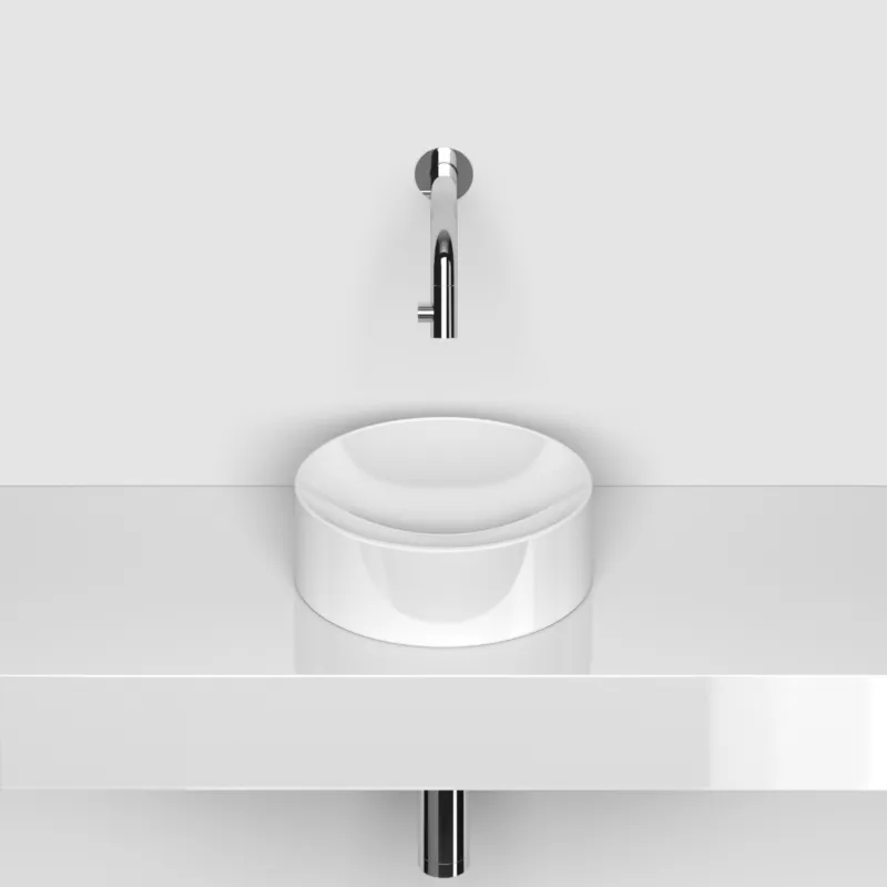 Clou - Vale Fontein, Ø22cm, Zonder Kranenbank, Glanzend Wit Keramiek Laatste Versie