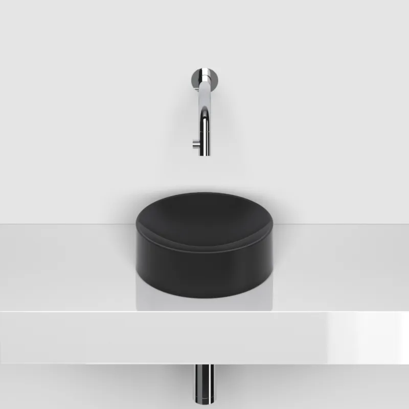 Clou - Vale Fontein, Ø22cm, Zonder Kranenbank, Mat Zwart Keramiek Betaalbaar