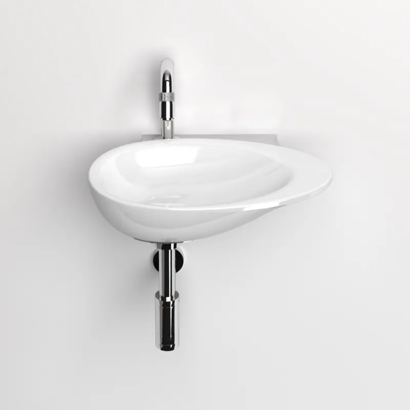 Clou - First Fonteinkom, Zonder Kranenbank, Met Afvoerplug In Chroom, Glanzend Wit Keramiek Op = Op