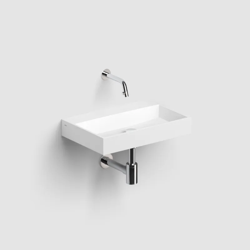 Clou - Mini Wash Me Plus Fontein 48cm, Met Voorbewerkt Kraangat, Mat Wit Aluite Laatste Versie