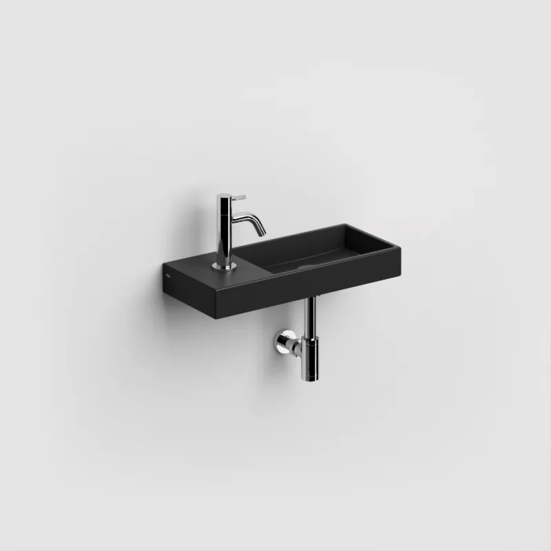 Nu Kopen Clou - Mini Wash Me Fontein 45cm, Met Kraangat Links, Mat Zwart Keramiek