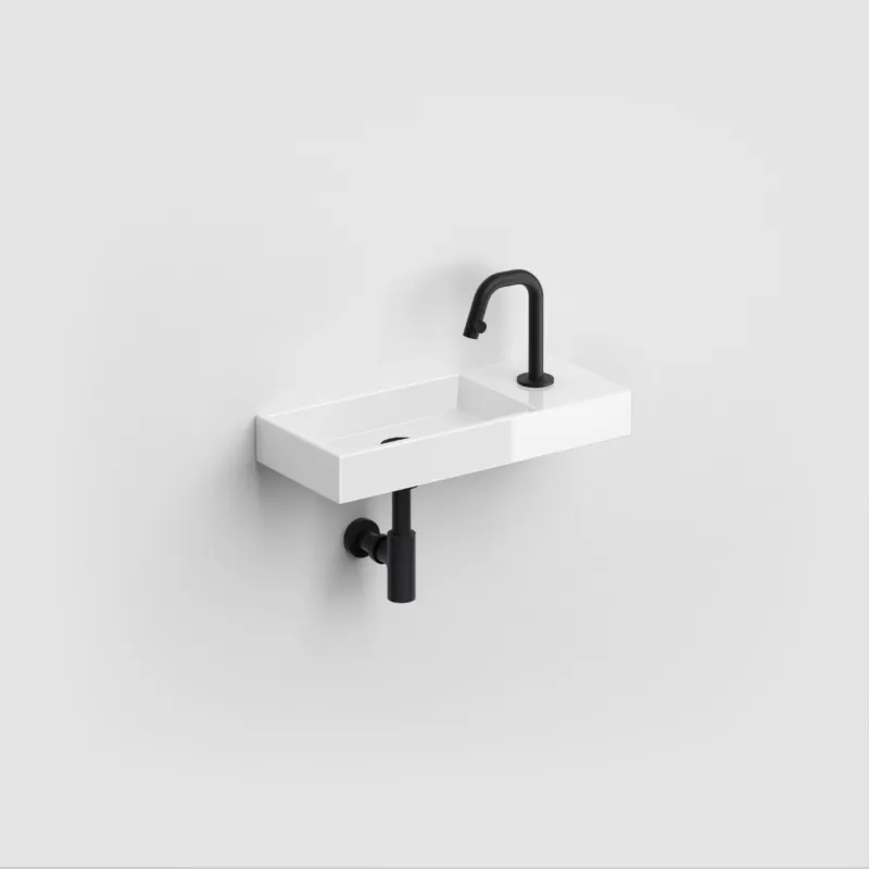 Clou - Mini Wash Me Fontein 45cm, Met Kraangat Rechts, Glanzend Wit Keramiek Beste Prijs