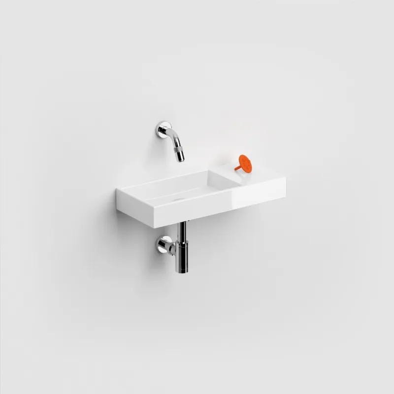Populair Clou - Mini Wash Me Fontein 45cm, Zonder Kraangat, Glanzend Wit Keramiek