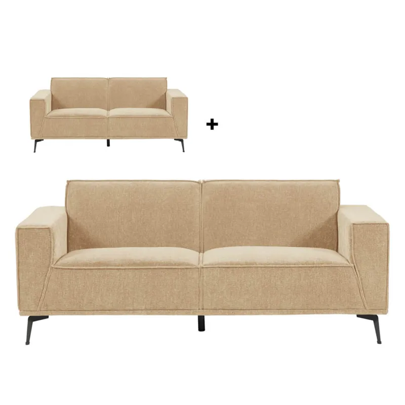 Alleen Vandaag Leeds 3-zits + 2,5-zits (220 x 88 & 200 x 88 cm) | Kleur = stad 120 beige