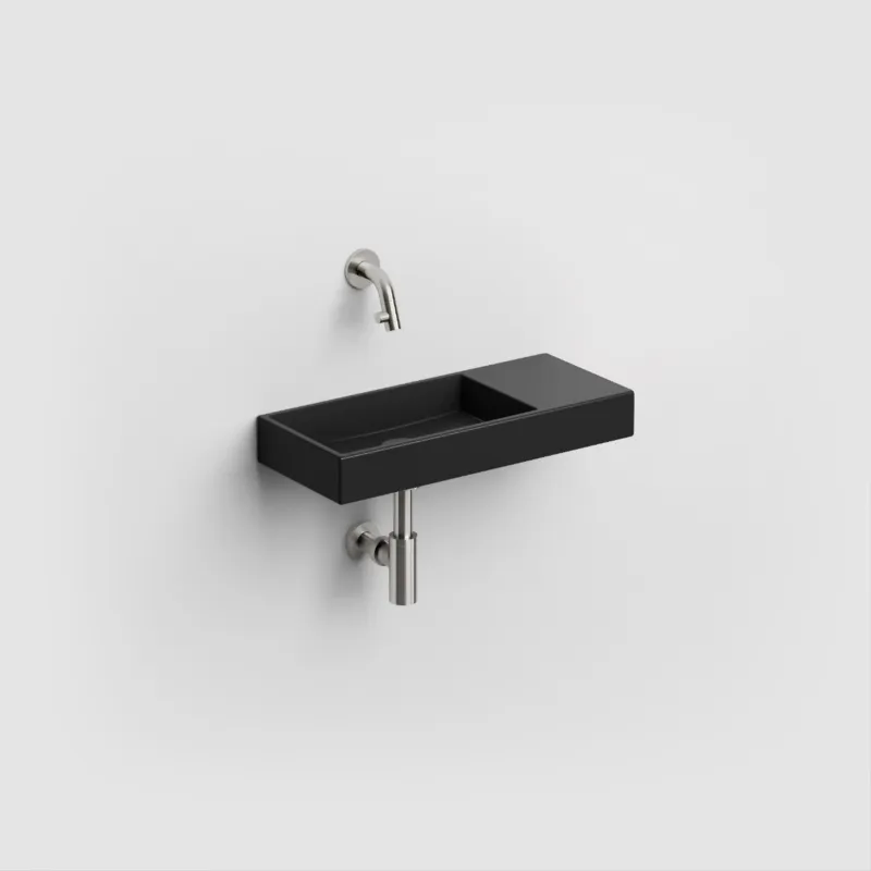 Clou - Mini Wash Me Fontein 45cm, Zonder Kraangat, Mat Zwart Keramiek Koop Vandaag