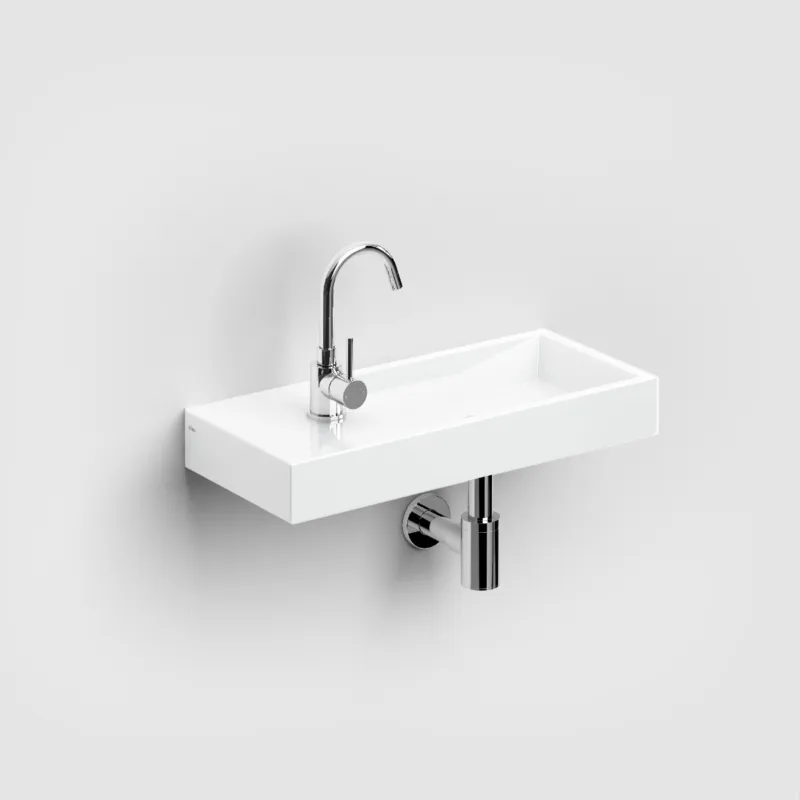 Clou - Mini Wash Me Plus Fontein 56cm, Met Kraangat Links, Glanzend Wit Keramiek Beperkte Voorraad