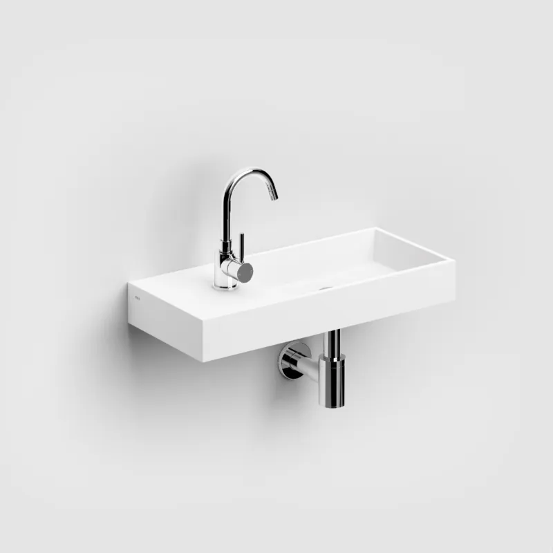 Koop Online Clou - Mini Wash Me Plus Fontein 56cm, Met Voorbewerkt Kraangat Links, Mat Wit Aluite